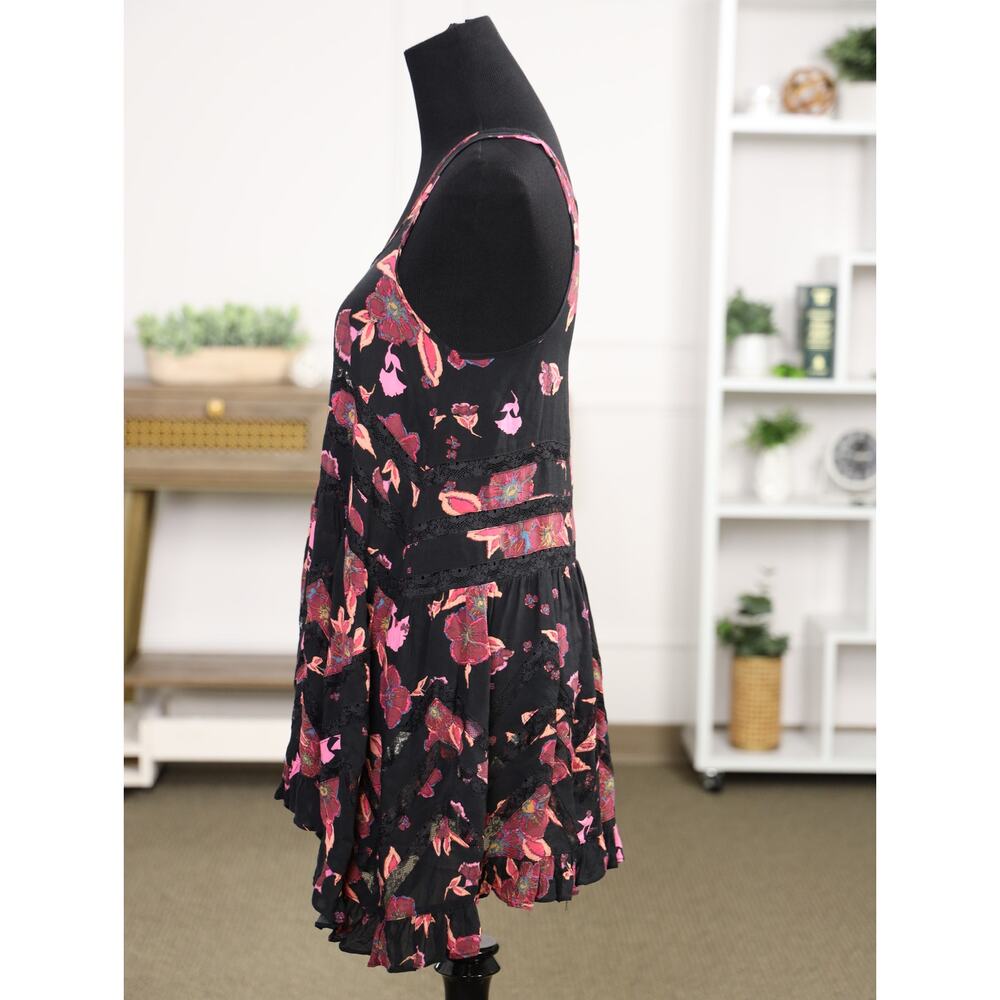Whimsigoth Boho Fairycore Free People Voile Lace Floral Trapeze Mini Dress XS - Picture 5 of 14